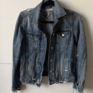 GAP Blue Distressed Denim Jacket